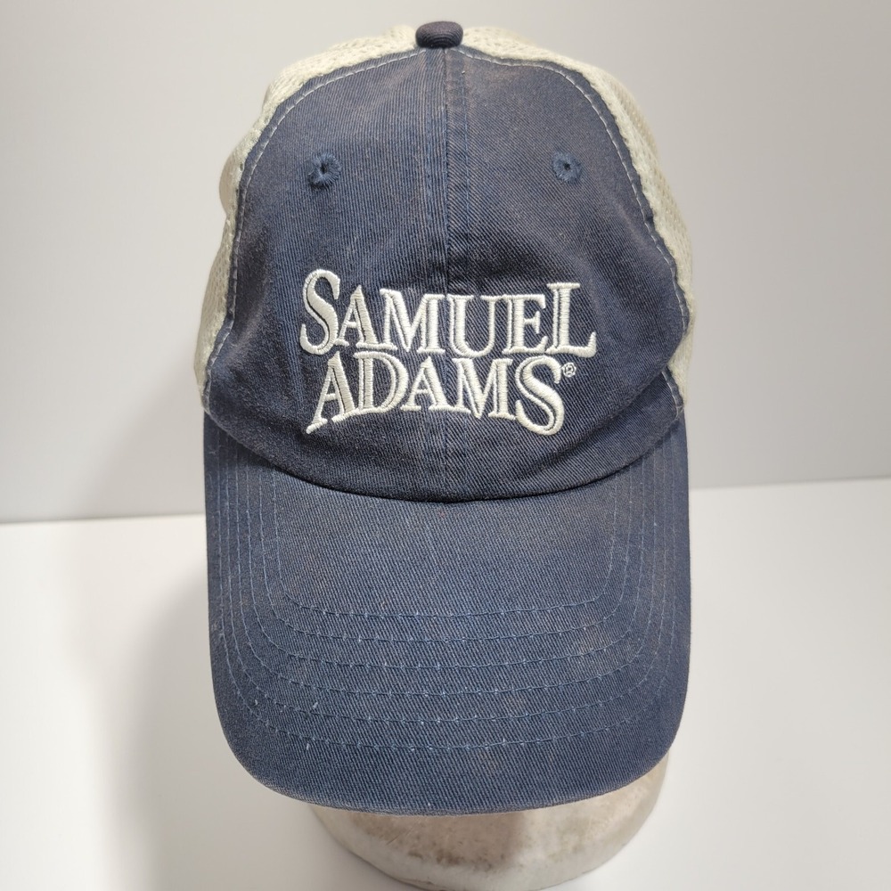 Beer Mesh Trucker Hat Baseball Cap Samuel Adams Embroidered Logo Hook & Loop